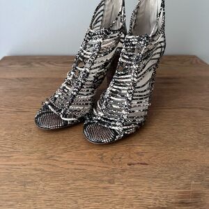 Vince Camuto Black and Silver Strappy Heels